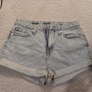 Wild Fable Light Blue Jean Shorts with High Waist and Cuffed Hem